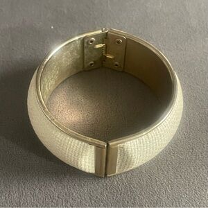 Vintage Sarah Coventry Mademoiselle Gold Tone and Cream Hinged Bracelet